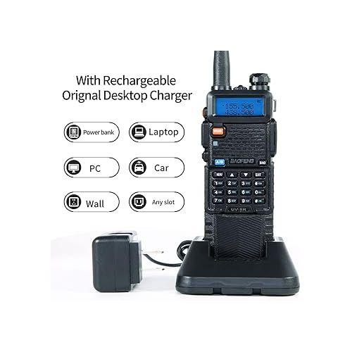  Baofeng UV-5R Ham Radio Long Range UV5R Two Way Radio Dual Band Rechargeable 3800mAh Li-ion Battery High Power Walkie Talkie with Earpiece Full Set for Survival Gear Hiking Hunting,2 Pack