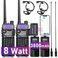 BaoFeng Radio Supported Phone Program High Power Ham Radio Handheld 144-148Mhz/420-450Mhz Upgraded BaoFeng UV-5R with Rechargeable 3800mAh Battery Walkie Talkie with Wireless Programmer (2 Pack)