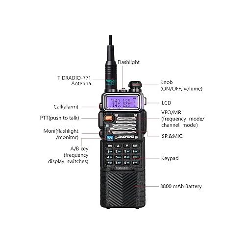  BaoFeng Radio Supported Phone Program High Power Ham Radio Handheld 144-148Mhz/420-450Mhz Upgraded BaoFeng UV-5R with Rechargeable 3800mAh Battery Walkie Talkie with Wireless Programmer (2 Pack)