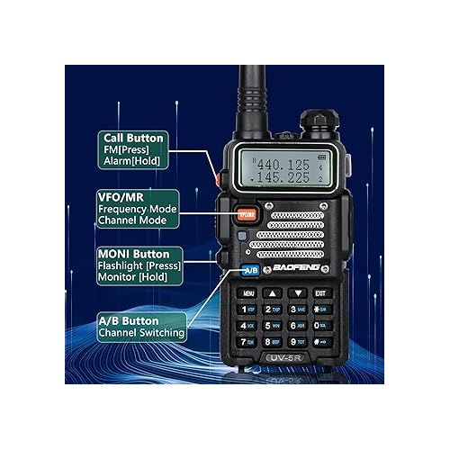  BaoFeng Radio Supported Phone Program High Power Ham Radio Handheld 144-148Mhz/420-450Mhz Upgraded BaoFeng UV-5R with Rechargeable 3800mAh Battery Walkie Talkie with Wireless Programmer (2 Pack)