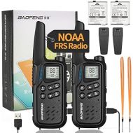 Walkie Talkies, Walkie Talkies for Adults Long Range MP25 Family Walkie Talkie with NOAA Weather Alerts Flashlight and Type-C Charging Cable for Camping Gear Hiking Trip(Black,Include Battery)