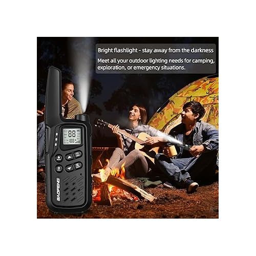  Walkie Talkies, Walkie Talkies for Adults Long Range MP25 Family Walkie Talkie with NOAA Weather Alerts Flashlight and Type-C Charging Cable for Camping Gear Hiking Trip(Black,Include Battery)