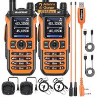 2 Pack BaoFeng UV-21R (Upgrade of UV-5R) Ham Radio Handheld Long Range Walkie Talkies UHF VHF Dual Band 2-Way Radio Full Kit with Type-C Cable,High Gain Orange Antenna and Programming Cable