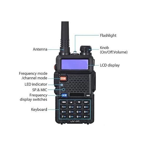  BAOFENG UV-5R Two Way Radio Handheld Ham Radio Dual Band Walkie Talkie(2PACK, Black)