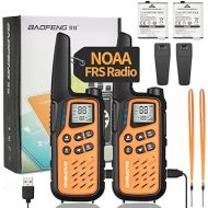 Baofeng Walkie Talkies, Long Range Walkie Talkies for Adults with 22 FRS Channels MP25 Walkie-Talkie with NOAA Weather Alerts and Type-C Charging Cable for Camping Accessories(Orange,Include Battery)