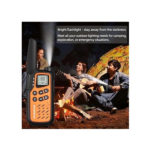  Baofeng Walkie Talkies, Long Range Walkie Talkies for Adults with 22 FRS Channels MP25 Walkie-Talkie with NOAA Weather Alerts and Type-C Charging Cable for Camping Accessories(Orange,Include Battery)