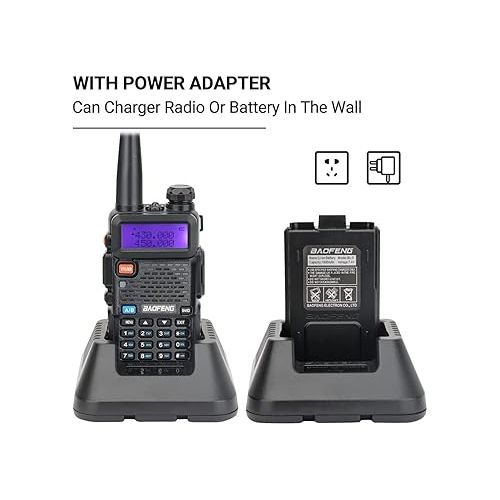  Baofeng UV-5R Ham Radio Long Range UV5R Dual Band Handheld Rechargeable High Power Two Way Radio Walkie Talkies with 1800mAh Li-ion Battery and Earpiece for Hunting Survival Gear,2 Pack