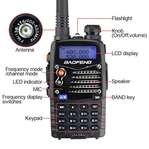  [아마존베스트]BAOFENG Baofeng UV5RA Ham Two Way Radio 136-174/400-480 MHz Dual-Band Transceiver (Black)