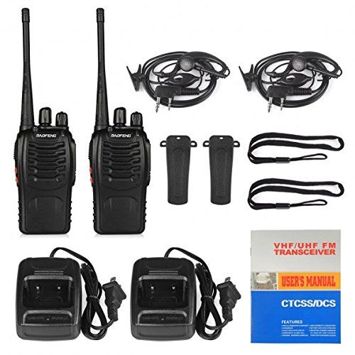  [아마존베스트]Last purchased on November 1, 2018 BaoFeng BF-888S Walkie Talkie 2pcs in One Box with Rechargeable Battery Headphone Wall Charger Long Range 16 Channels Two Way Radio (2pcs radios)