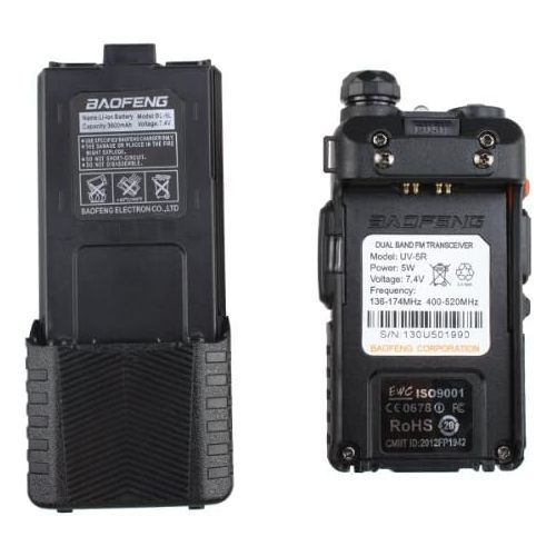  [아마존베스트]BAOFENG Baofeng UV-5R Dual Band UHF/VHF Radio Transceiver W/Upgrade Version 3800mah Battery with Earpiece - Built-in VOX Function, 136-174/400-480MHz