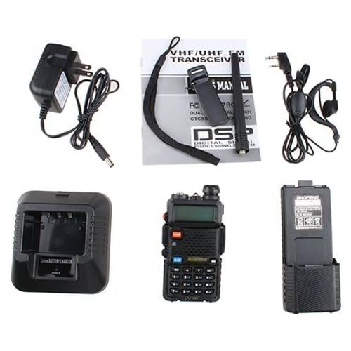  [아마존베스트]BAOFENG Baofeng UV-5R Dual Band UHF/VHF Radio Transceiver W/Upgrade Version 3800mah Battery with Earpiece - Built-in VOX Function, 136-174/400-480MHz