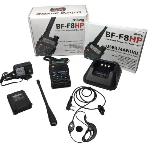  [아마존베스트]BaoFeng BF-F8HP (UV-5R 3rd Gen) 8-Watt Dual Band Two-Way Radio (136-174MHz VHF & 400-520MHz UHF) Includes Full Kit with Large Battery