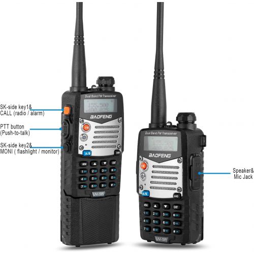  BaoFeng UV-5R 8W Ham Radio Walkie Talkie Dual Band 2-Way Radio with an Extra 3800mAh Battery Handheld Walkie Talkies with Baofeng Hand Mic and Programming Cable