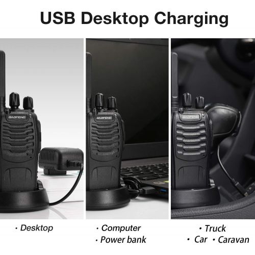  BAOFENG BF-88ST Walkie Talkies for Adults, Portable License-Free Walkie Talkie with Hands Free VOX USB Charging, Two Way Radios Long Range Rechargeable with Earpieces and Chargers