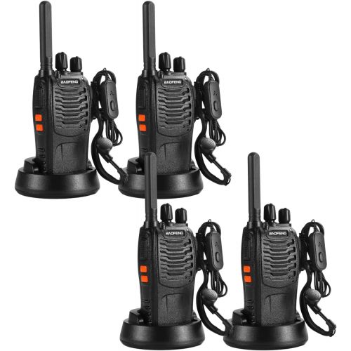  BAOFENG BF-88ST Walkie Talkies for Adults, Portable License-Free Walkie Talkie with Hands Free VOX USB Charging, Two Way Radios Long Range Rechargeable with Earpieces and Chargers