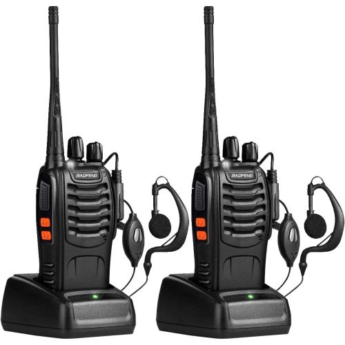  Baofeng Long Range Walkie Talkies Two Way Radios with Earpiece 2 Pack UHF Handheld Rechargeable BF-888s Interphone for Adults or Kids Hiking Biking Camping Li-ion Battery and Charg