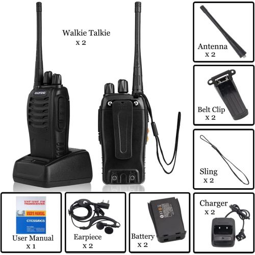  Baofeng Long Range Walkie Talkies Two Way Radios with Earpiece 2 Pack UHF Handheld Rechargeable BF-888s Interphone for Adults or Kids Hiking Biking Camping Li-ion Battery and Charg