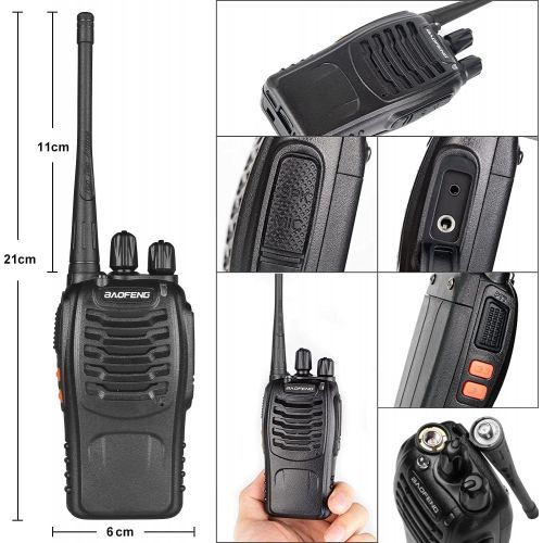  Baofeng Long Range Walkie Talkies Two Way Radios with Earpiece 2 Pack UHF Handheld Rechargeable BF-888s Interphone for Adults or Kids Hiking Biking Camping Li-ion Battery and Charg