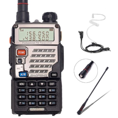  BaoFeng UV-5RE+ 8Watt Ham Radio Handheld Rechargeable with Gamtaai NA-771 Telescopic Antenna+Acoustic Tube Earpiece+2800mAh Large Battery,VHF/UHF Two Way Radio Long Range Walkie Ta