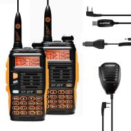 BAOFENG Baofeng GT-3TP Mark-III 8W/4W/1W High Power Dual Band Two-Way Radio Transceiver 2 Pack + 2 Remote Speaker + 2 Car Charger + 1 Programming Cable
