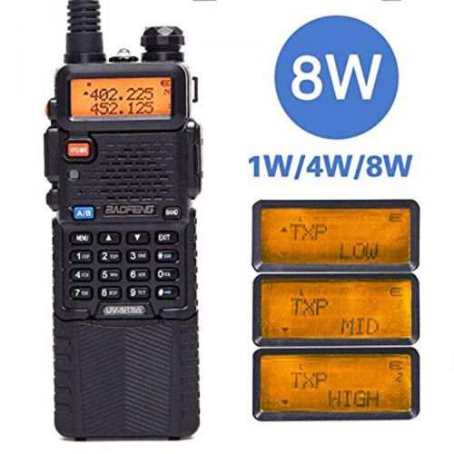  BAOFENG 2PCS BaoFeng UV-5R 8W High Power Tri-Power 1W/4W/8W Portable Dual Band Two-Way Radio 3800mAh Battery & Tactical Antenna