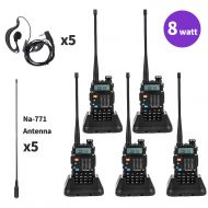 BAOFENG Baofeng UV-5R Radio 8Watt Ham Radio Dual Band Baofeng Walkie Talkie Baofeng BF-F8GP Two Way Radio UHF VHF Walkie Talkies with TID NA-771 Antenna 5 Pack