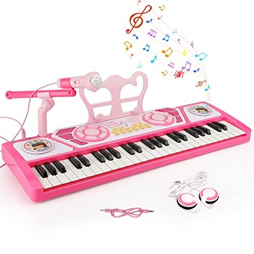  [아마존베스트]BAOLI 49 Keys Kids Keyboard Piano Toy with Microphone for Beginners,Multifunctional Musical Instruments for Toddlers, Electronic Learning Keyboard Toy Piano Gifts for 1 2 3 4 5 6 7