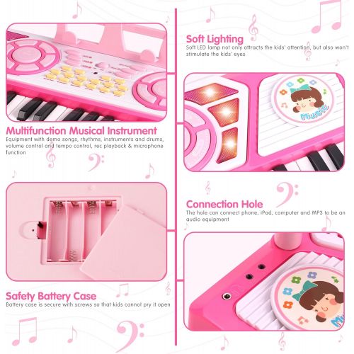  [아마존베스트]BAOLI 49 Keys Kids Keyboard Piano Toy with Microphone for Beginners,Multifunctional Musical Instruments for Toddlers, Electronic Learning Keyboard Toy Piano Gifts for 1 2 3 4 5 6 7