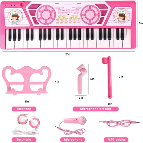  [아마존베스트]BAOLI 49 Keys Kids Keyboard Piano Toy with Microphone for Beginners,Multifunctional Musical Instruments for Toddlers, Electronic Learning Keyboard Toy Piano Gifts for 1 2 3 4 5 6 7