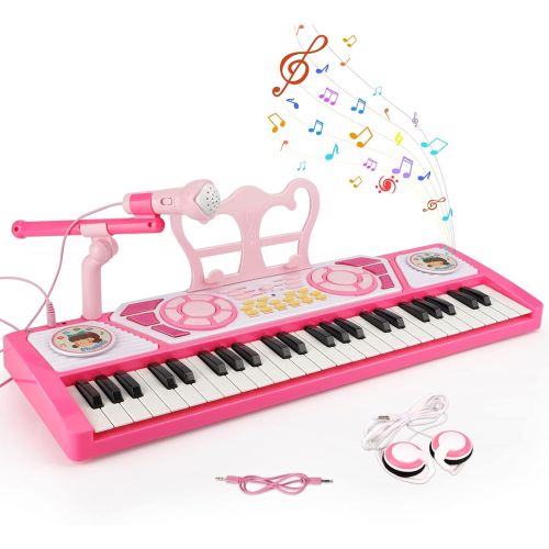  [아마존베스트]BAOLI 49 Keys Kids Keyboard Piano Toy with Microphone for Beginners,Multifunctional Musical Instruments for Toddlers, Electronic Learning Keyboard Toy Piano Gifts for 1 2 3 4 5 6 7