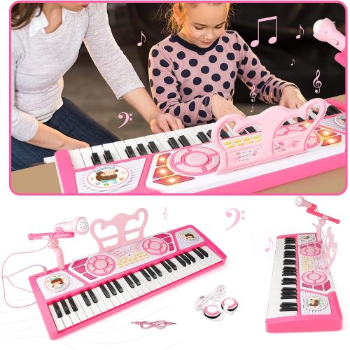  [아마존베스트]BAOLI 49 Keys Kids Keyboard Piano Toy with Microphone for Beginners,Multifunctional Musical Instruments for Toddlers, Electronic Learning Keyboard Toy Piano Gifts for 1 2 3 4 5 6 7