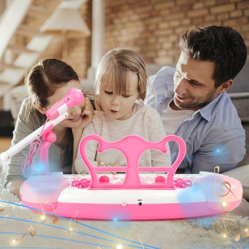  [아마존베스트]BAOLI 31 Keys Electronic Keyboard Piano Toy with Microphone for Kids, Multifunctional Musical Instruments for Toddlers, Educational Musical Toys for Girls, Gifts for 1 2 3 4 5 6 7