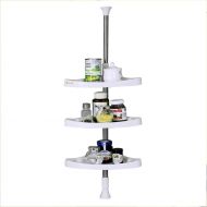 BAOYOUNI Baoyouni 3-Tier Countertop Standing Rack Corner Storage Organizer Kitchen Spice Jars Bottle Shelf Holder Adjustable Telescopic Stainless Steel Tension Pole 31.49-47.24inches, Ivory