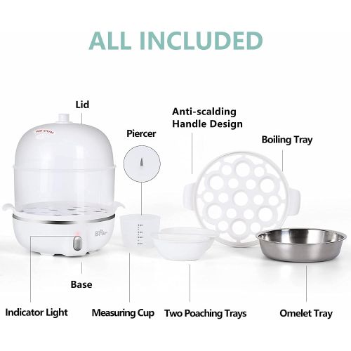  [아마존베스트]BAR Egg Cooker, Bear 14 Egg Capacity Hard Boiled Egg Cooker, Rapid Electric Egg Boiler Maker Poacher for Hard Boiled Scrambled Omelets Poached Eggs Steamed Vegetables Dumplings with Eg