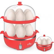 [아마존베스트]BAR Rapid Electric Egg Cooker Poacher Bear, 14 Capacity Egg Boiler for Poached Scrambled Omelets Steamed Vegetables Dumplings, Hard Boiled Egg Cooker Maker with Auto Shut-Off, Red