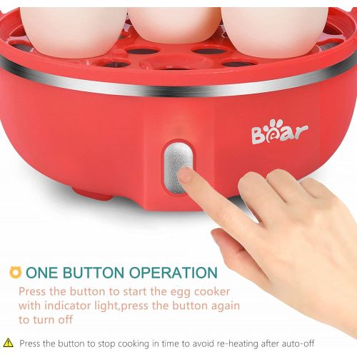  [아마존베스트]BAR Rapid Electric Egg Cooker Poacher Bear, 14 Capacity Egg Boiler for Poached Scrambled Omelets Steamed Vegetables Dumplings, Hard Boiled Egg Cooker Maker with Auto Shut-Off, Red