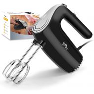 BAR Bear Hand Mixer Electric, 5-Speed Electric Hand Mixer with Easy Eject Button, 2 Stainless Steel Attachments, Small Kitchen Handheld Mixer for Baking Cake Egg Cream, Black