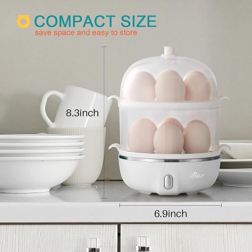  [아마존베스트]BAR Egg Cooker, Bear 14 Egg Capacity Hard Boiled Egg Cooker, Rapid Electric Egg Boiler Maker Poacher for Hard Boiled Scrambled Omelets Poached Eggs Steamed Vegetables Dumplings with Eg