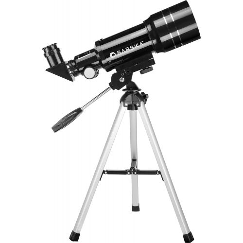  [아마존베스트]BARSKA Starwatcher 300x70mm 225 Power Refractor Telescope with Table Top Tripod and 3X Barlow Lens, Black (AE12932)