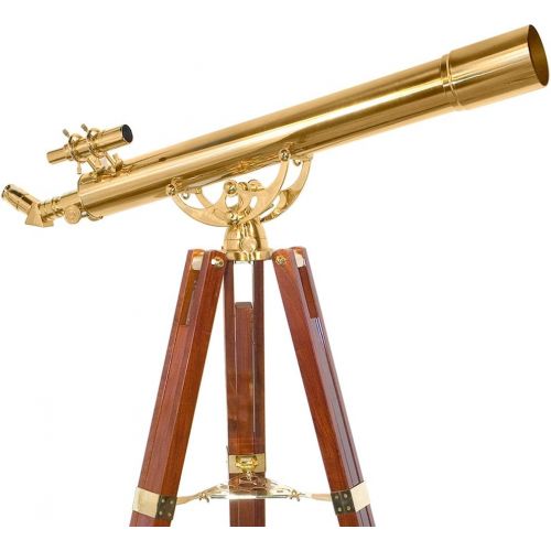  BARSKA Anchormaster 36x80mm Brass Refractor Telescope w Mahogany Floor Tripod