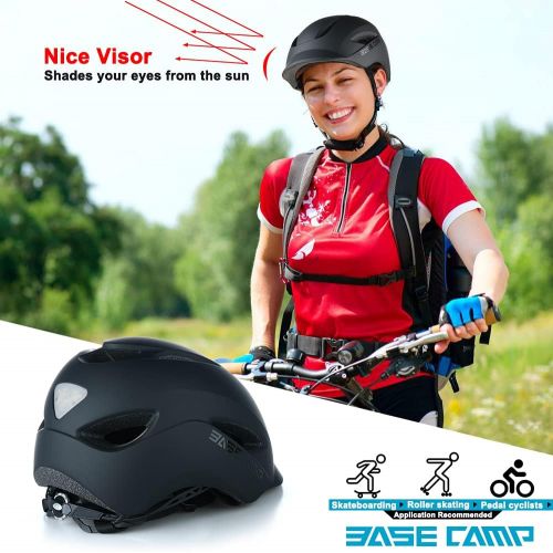  BASE CAMP Bike Helmet, Bicycle Helmet with Light for Adult Men Women Teens Commuter Urban Scooter Adjustable M Size