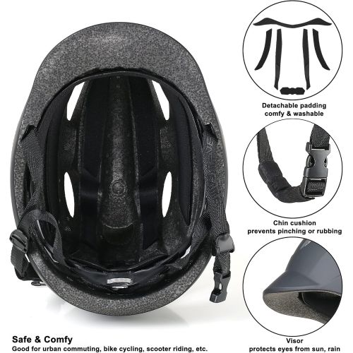  BASE CAMP Bike Helmet, Bicycle Helmet with Light for Adult Men Women Teens Commuter Urban Scooter Adjustable M Size