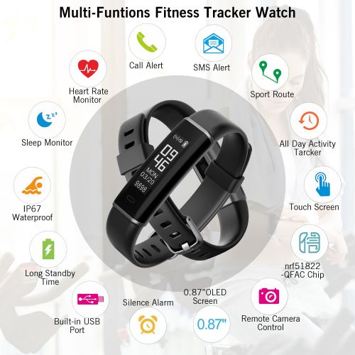  BASECAMP Basecamp Fitness Tracker HR, Smart Band Activity Tracker Watch with Heart Rate Monitor, Sleep Monitor, Steps Counter IP67 Waterproof Pedometer Watch for Women Men, Android&iOS