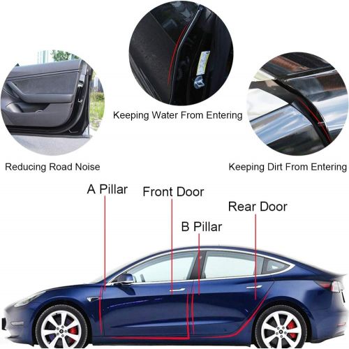  [아마존 핫딜] [아마존핫딜]BASENOR Tesla Model 3 Door Seal Kit Soundproof Rubber Weather Draft Seal Strip Wind Noise Reduction Kit