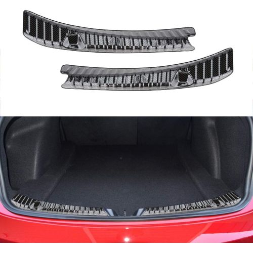  BASENOR Tesla Model 3 Rear Trunk Bumper Protector Guard Stainless Steel Carbon Fiber Gen 2