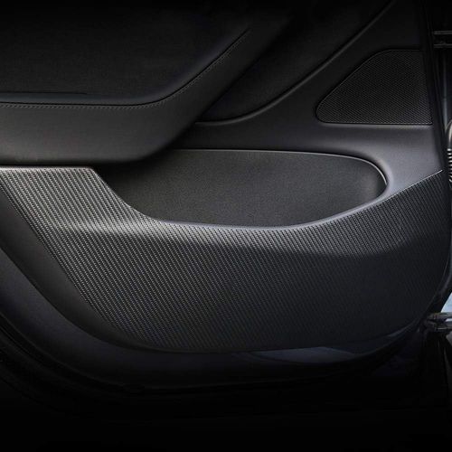  BASENOR Tesla Model 3 Door Protector Anti-Kick Mat Leather Carbon Fiber Set of 4 Upgraded