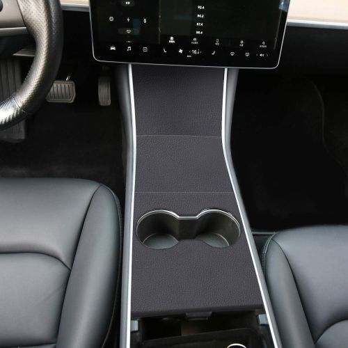  BASENOR Tesla Model 3 Model Y Center Console Leather Wrap Kit Matte Black Leather Sticker for Tesla Model 3 Tesla Model Y Console Protector Accessories