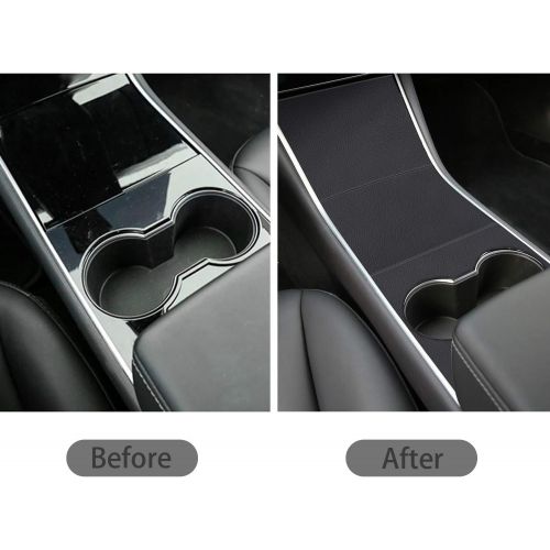  BASENOR Tesla Model 3 Model Y Center Console Leather Wrap Kit Matte Black Leather Sticker for Tesla Model 3 Tesla Model Y Console Protector Accessories