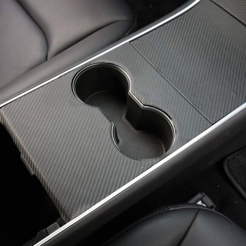  BASENOR Tesla Model 3 Model Y Center Console Leather Wrap Kit Carbon Fiber Leather Sticker for Tesla Model 3 Model Y Console Protector Accessories