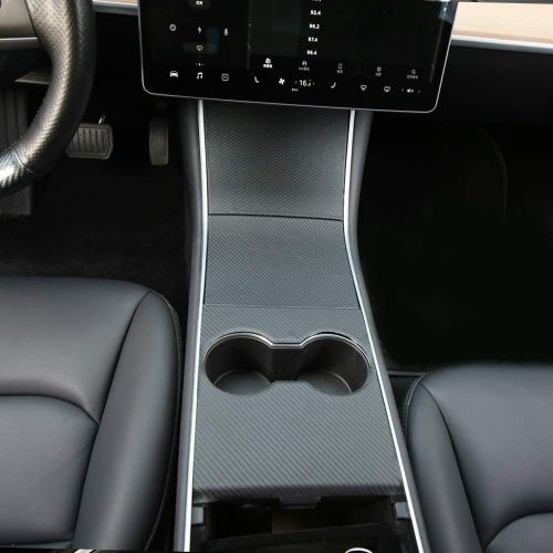  BASENOR Tesla Model 3 Model Y Center Console Leather Wrap Kit Carbon Fiber Leather Sticker for Tesla Model 3 Model Y Console Protector Accessories